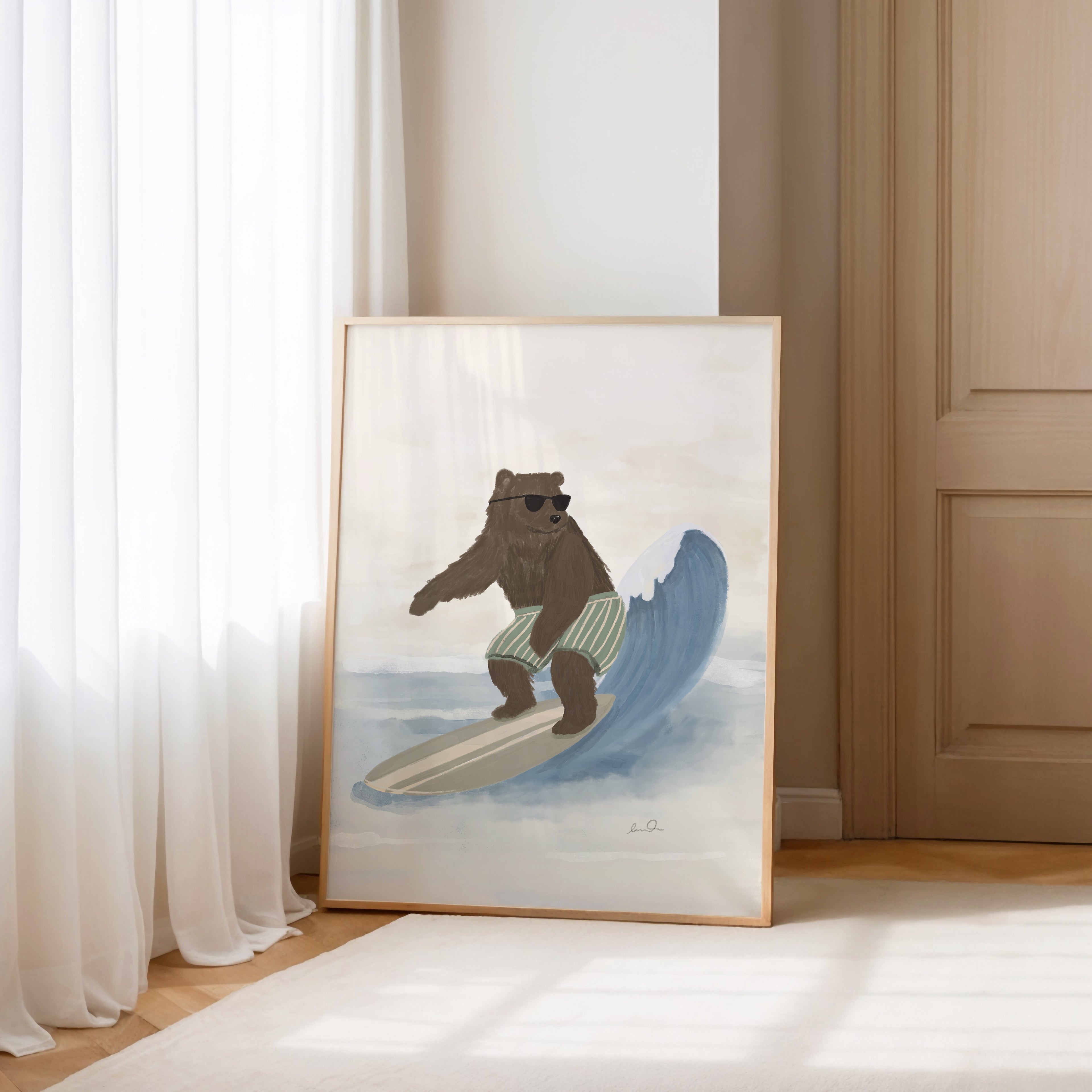 L'ours surfeur - Affiche encadrée