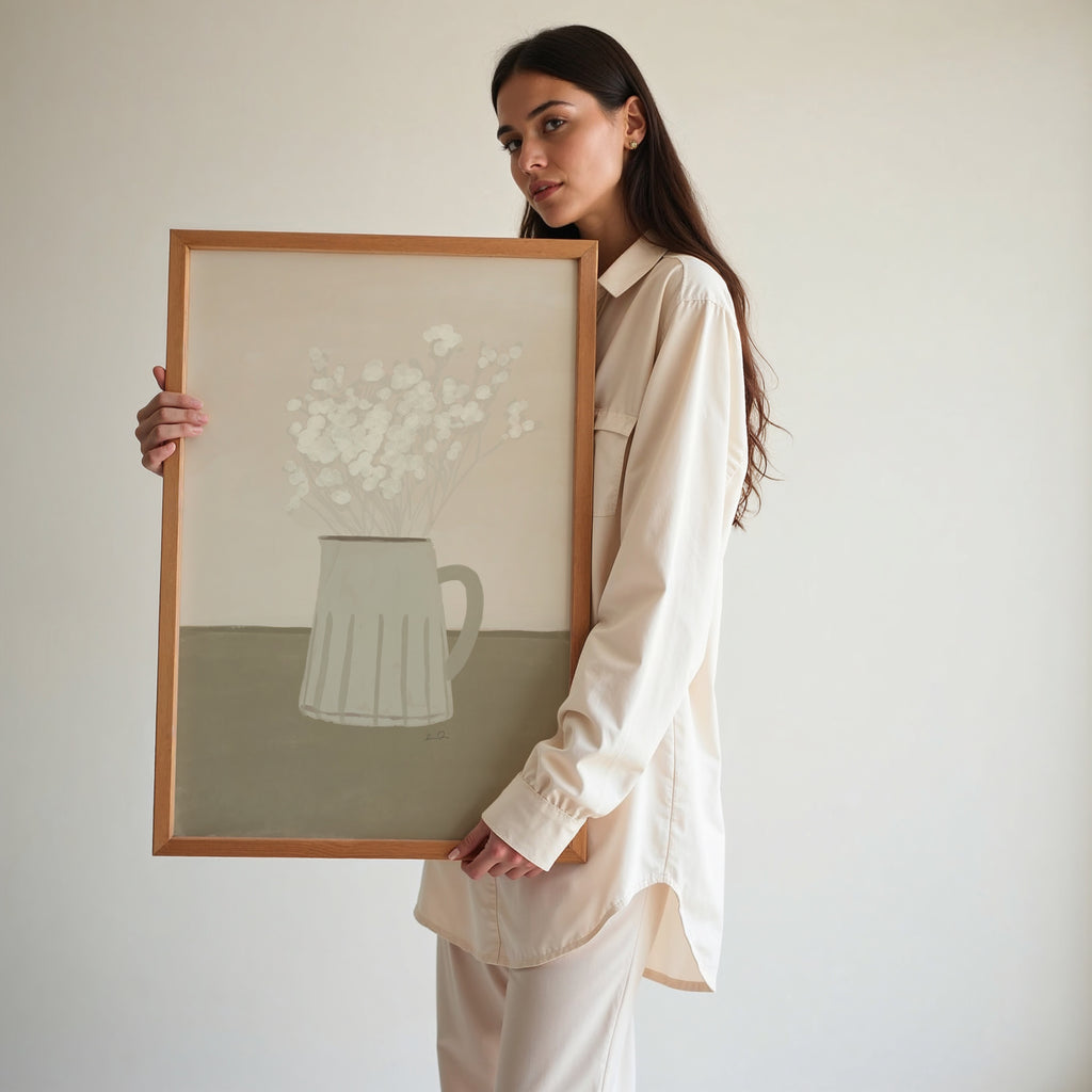 Bouquet de petites fleurs blanches, illustration d'Émilie J. Ouellet – affiche d'art ADR Gallery