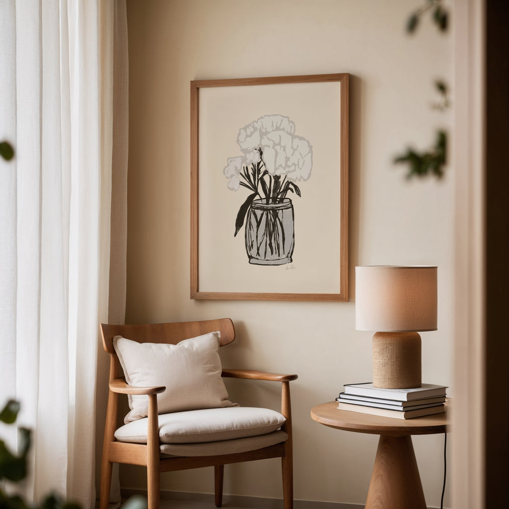 Le bouquet, illustration d'Émilie J. Ouellet – affiche encadrée