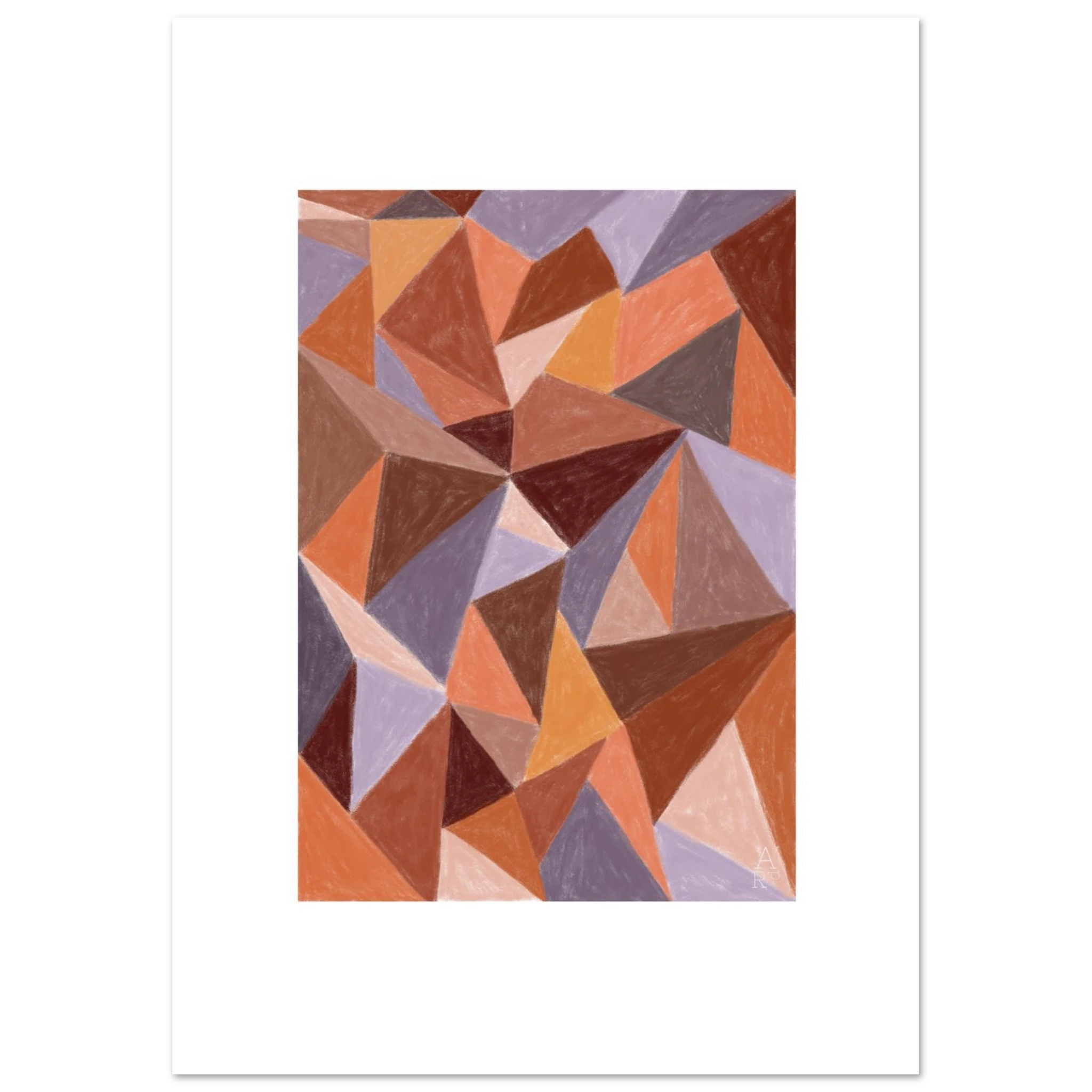 Affiche d’art mural patchwork N°4, illustration à la craie d'art réalisée en France — idéale pour sublimer votre intérieur et magnifier votre décoration d'intérieur. 