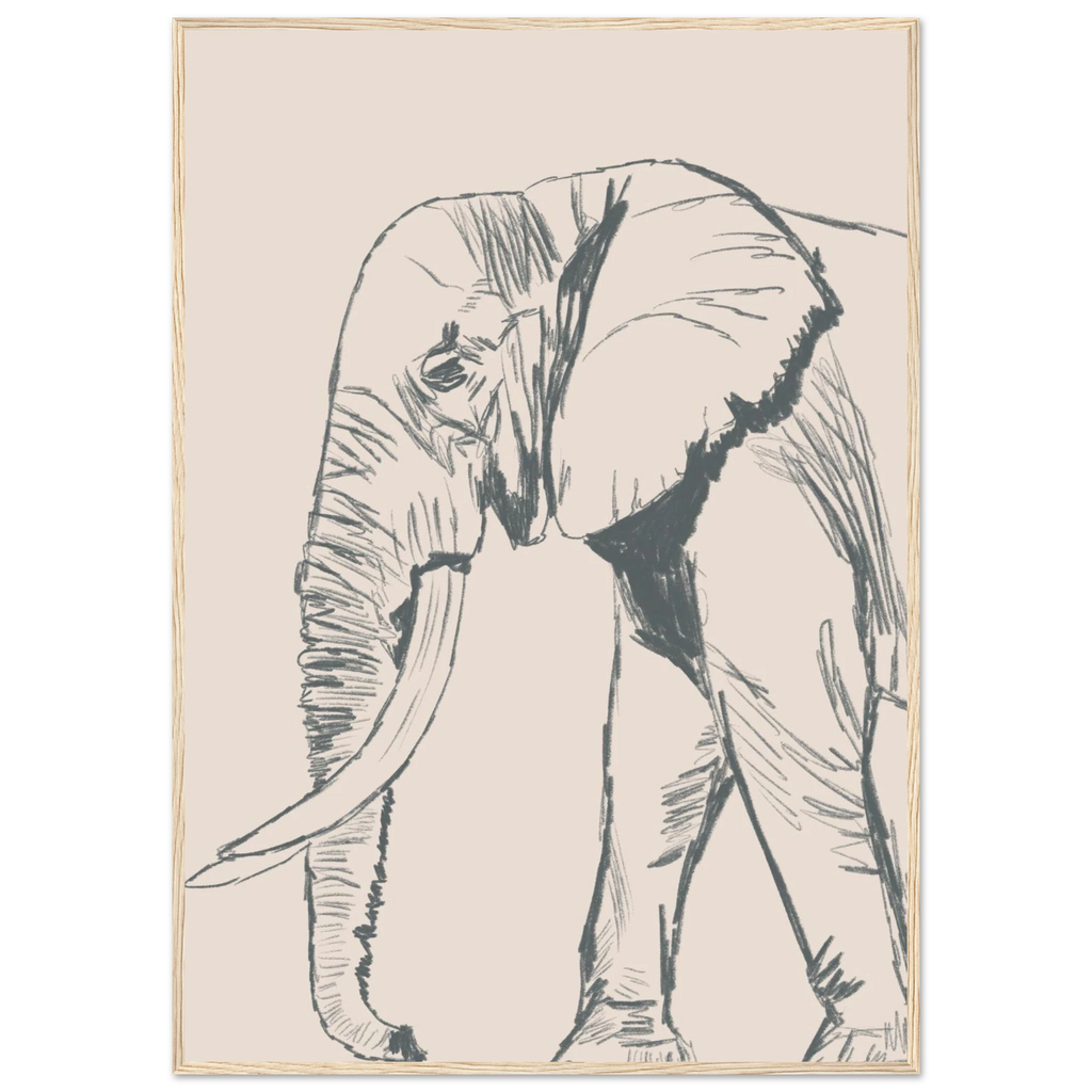 Affiche encadree mettant en avant un elephant dans un style artistique et naturel. Parfaite pour sublimer vos murs avec une touche d originalite et de serenite.