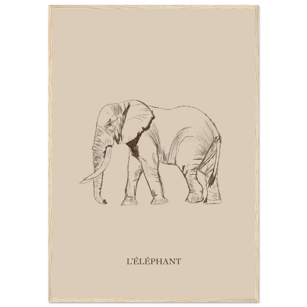 Illustration elephant au crayon. Ambiance douce et harmonieuse.
