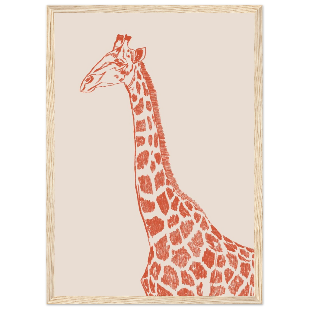 Girafe au crayon dans un style delicat. Ideal pour une deco murale raffinee.