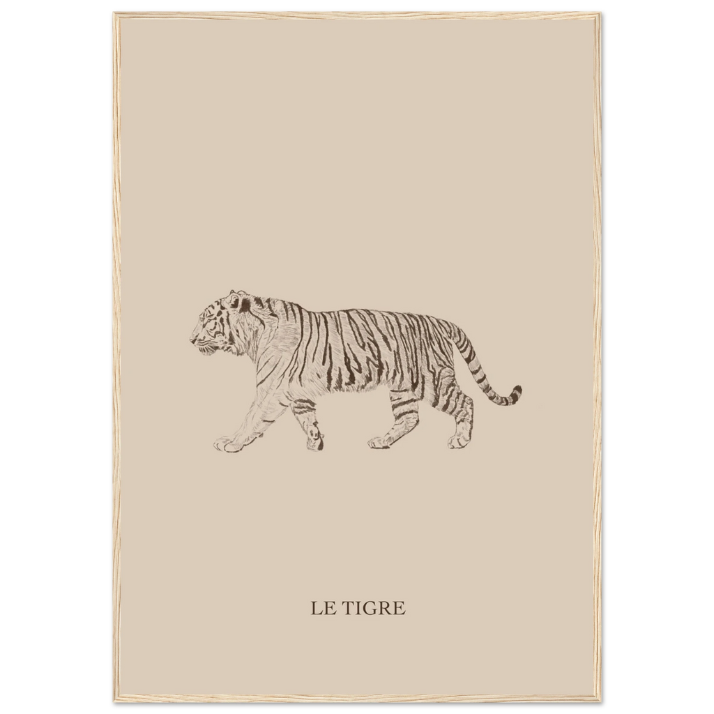 Tigre au crayon avec rendu delicat. Deco murale elegante et apaisante.