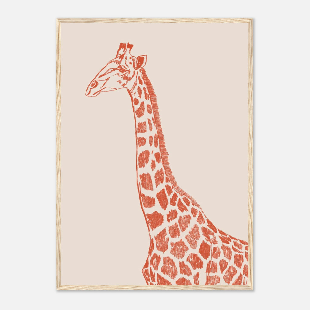 Girafe detaillee au crayon avec tons naturels. Style artistique et apaisant.
