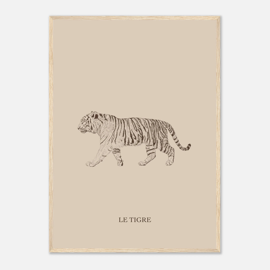 Illustration detaillee de tigre au crayon. Style naturel et raffine.