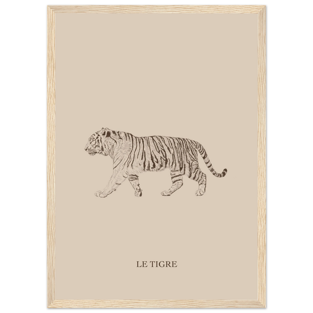 Tigre en dessin crayon avec couleurs naturelles. Ambiance douce et harmonieuse.