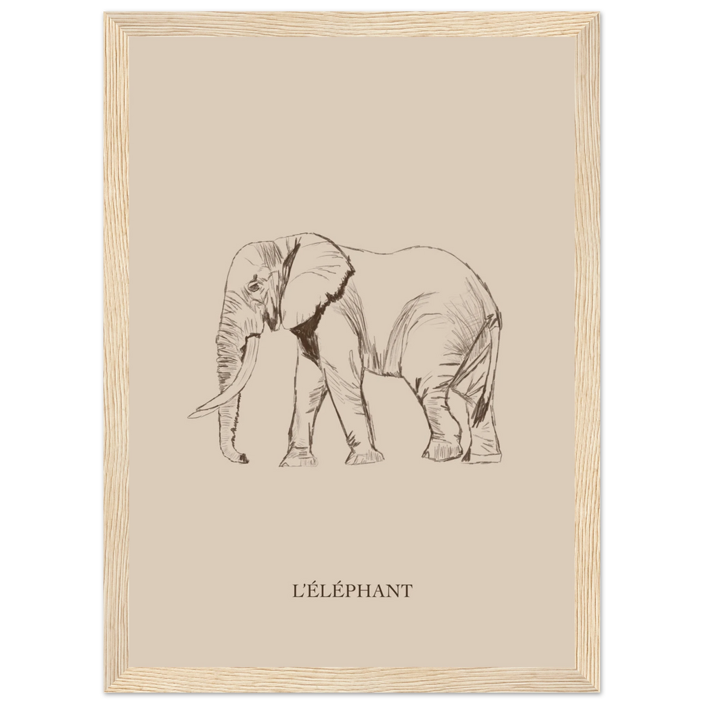 Elephant dessine au crayon avec style minimaliste et apaisant.