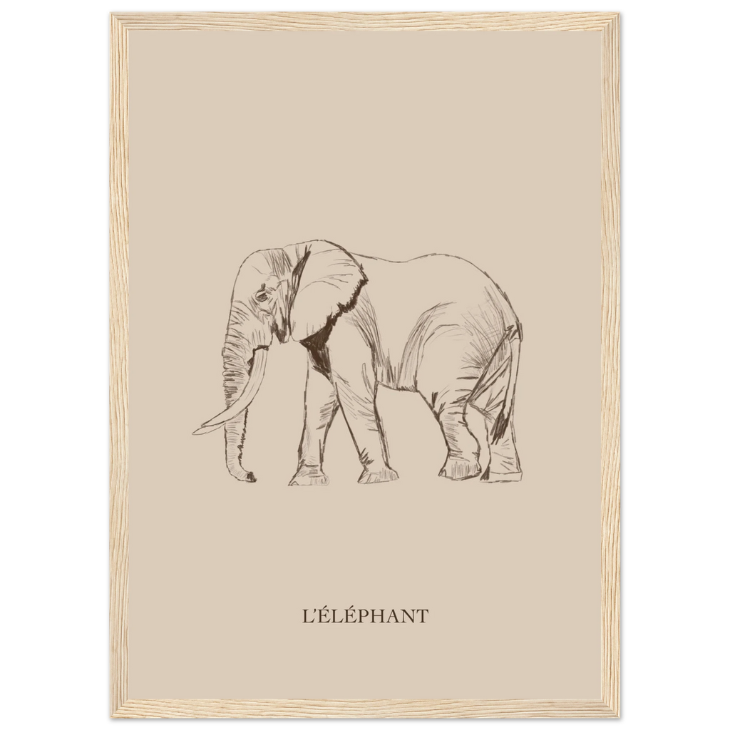 Illustration elephant au crayon. Style naturel et ambiance apaisante.