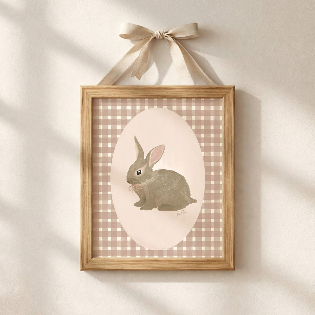 Petit lapin rose, illustration d'Émilie J. Ouellet – affiche d'art ADR Gallery