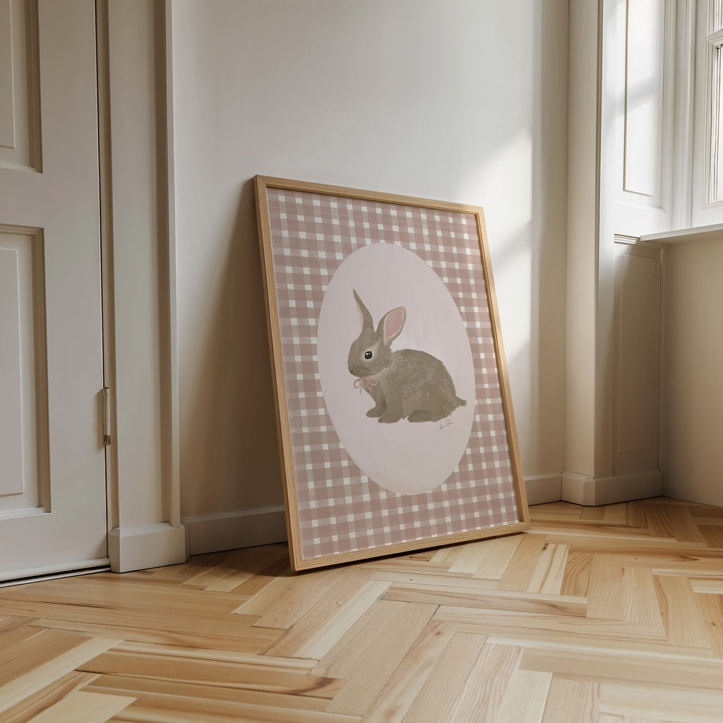 Petit lapin rose, affiche illustrée d'Émilie J. Ouellet encadrée – visuel 2