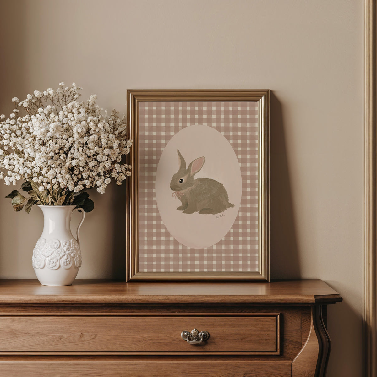 Petit lapin rose - Affiche