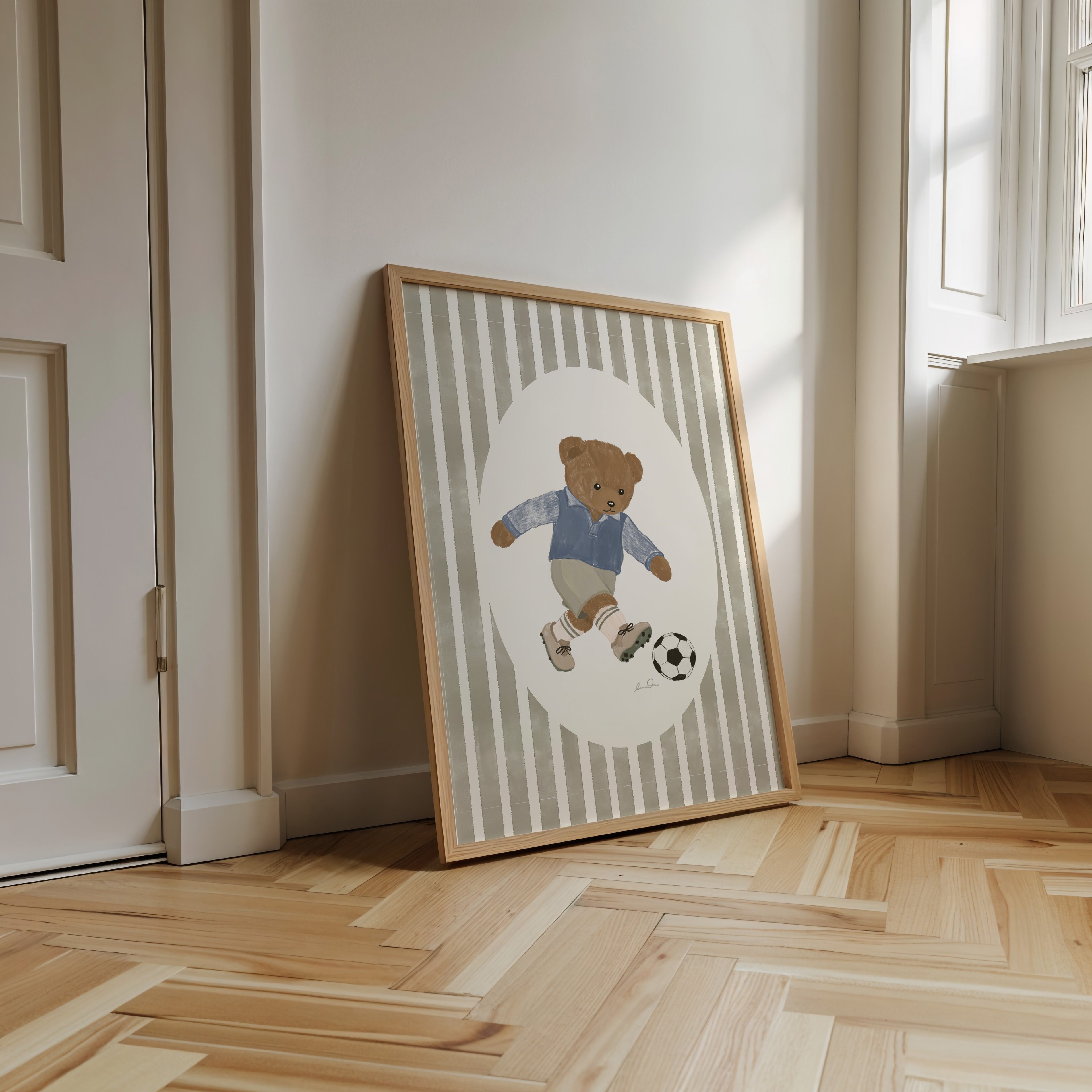 L'ourson joueur de soccer - Affiche encadrée