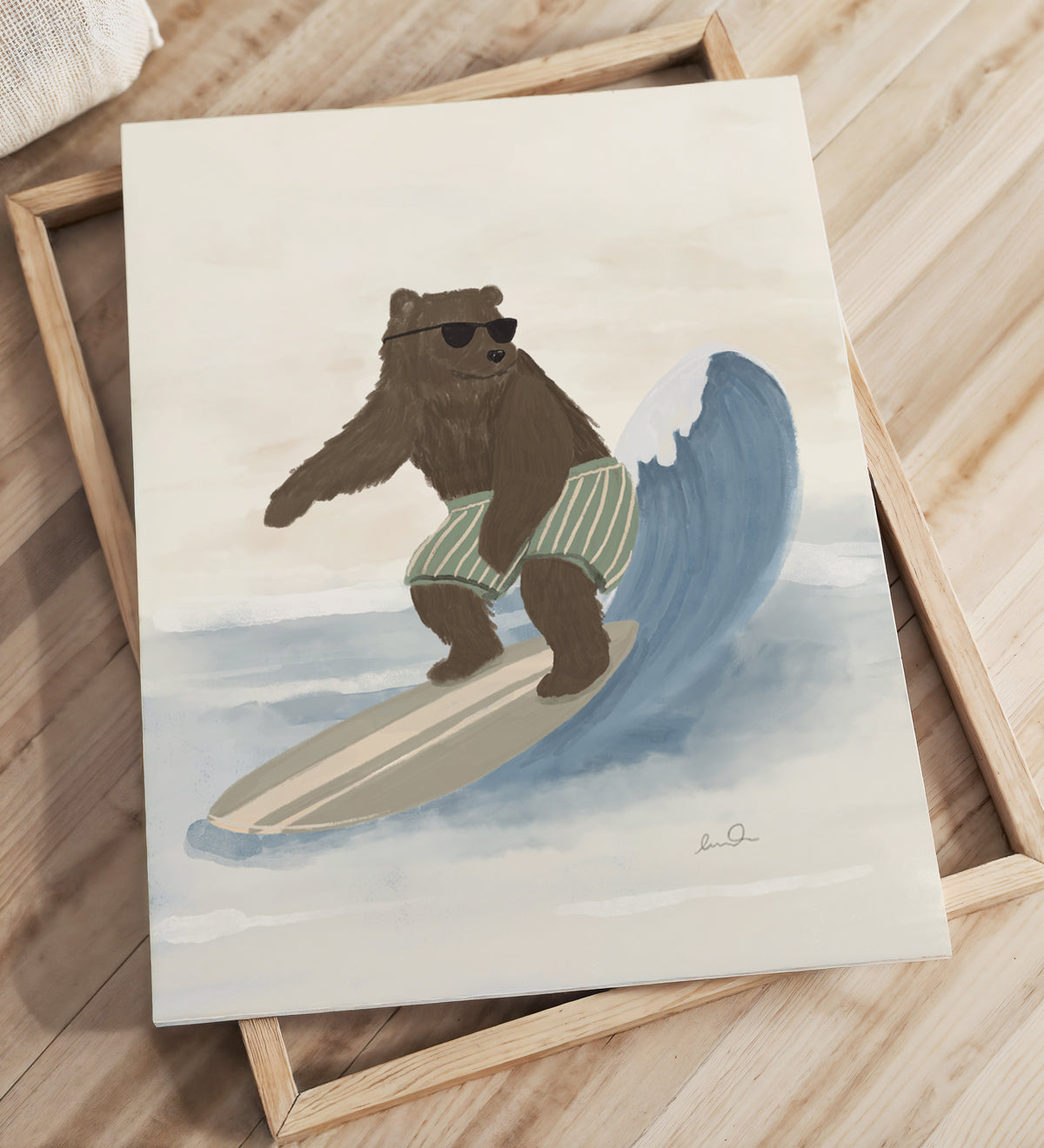 L'ours surfeur - Affiche encadrée