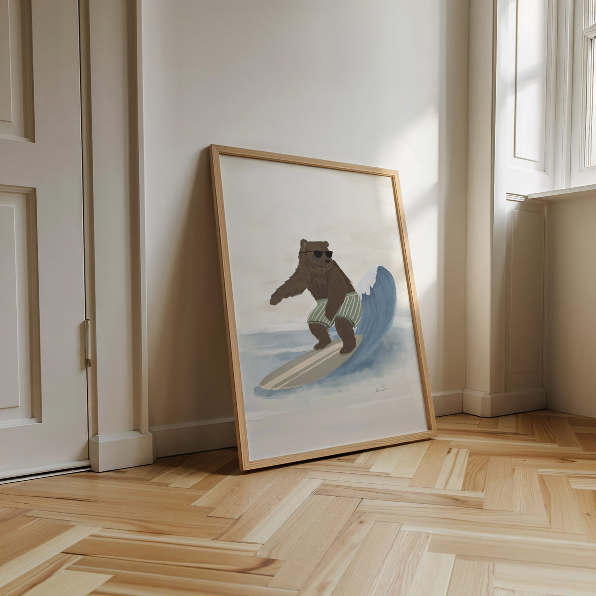 L'ours surfeur - Affiche encadrée