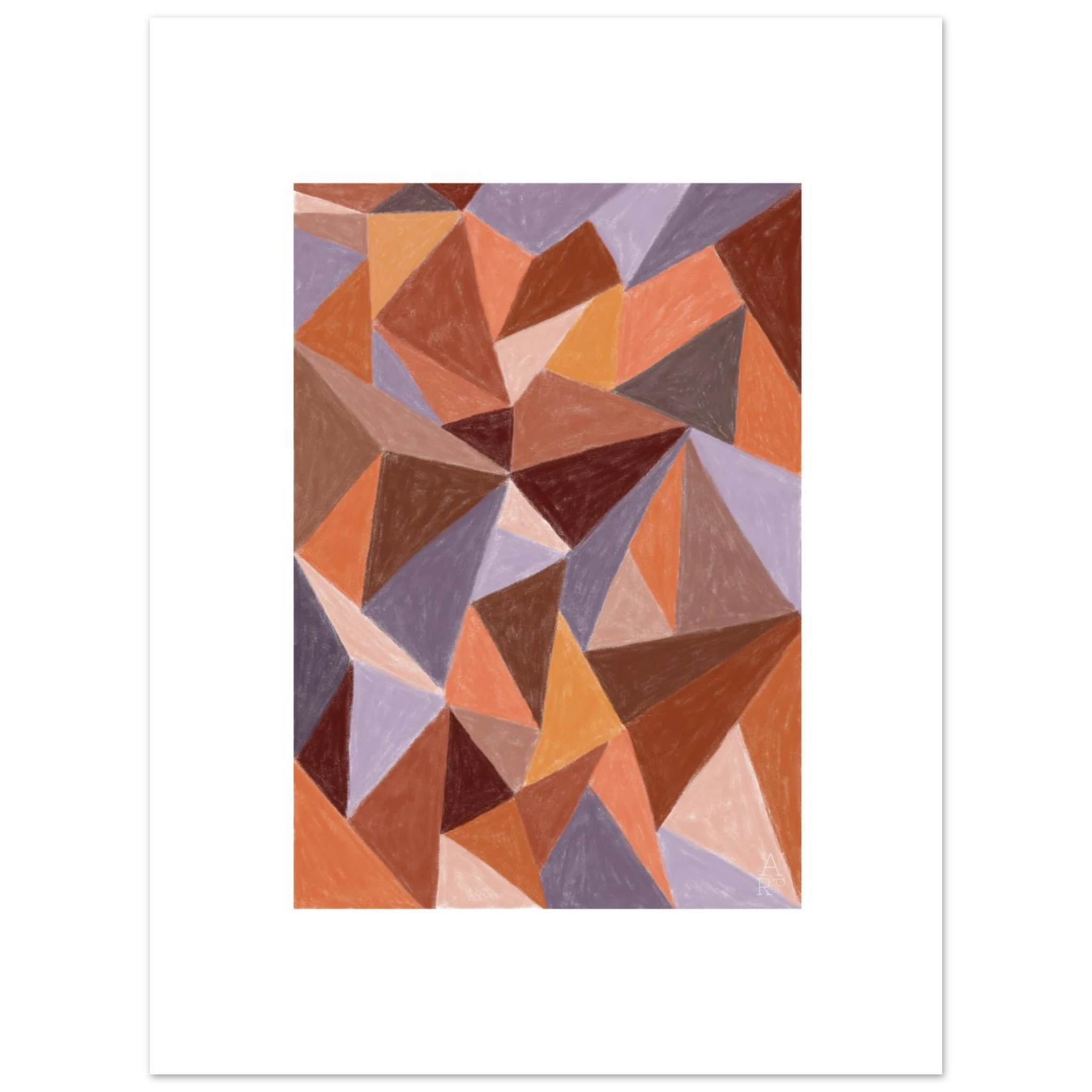 Affiche d’art mural patchwork N°4, illustration à la craie d'art réalisée en France — idéale pour sublimer votre intérieur et magnifier votre décoration d'intérieur. 