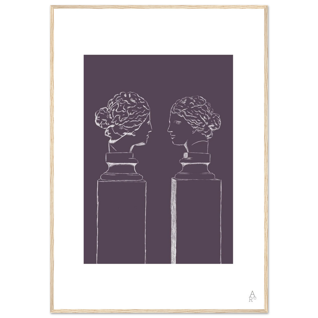 Affiche encadrée d’art mural double buste en violet — idéale pour sublimer votre intérieur