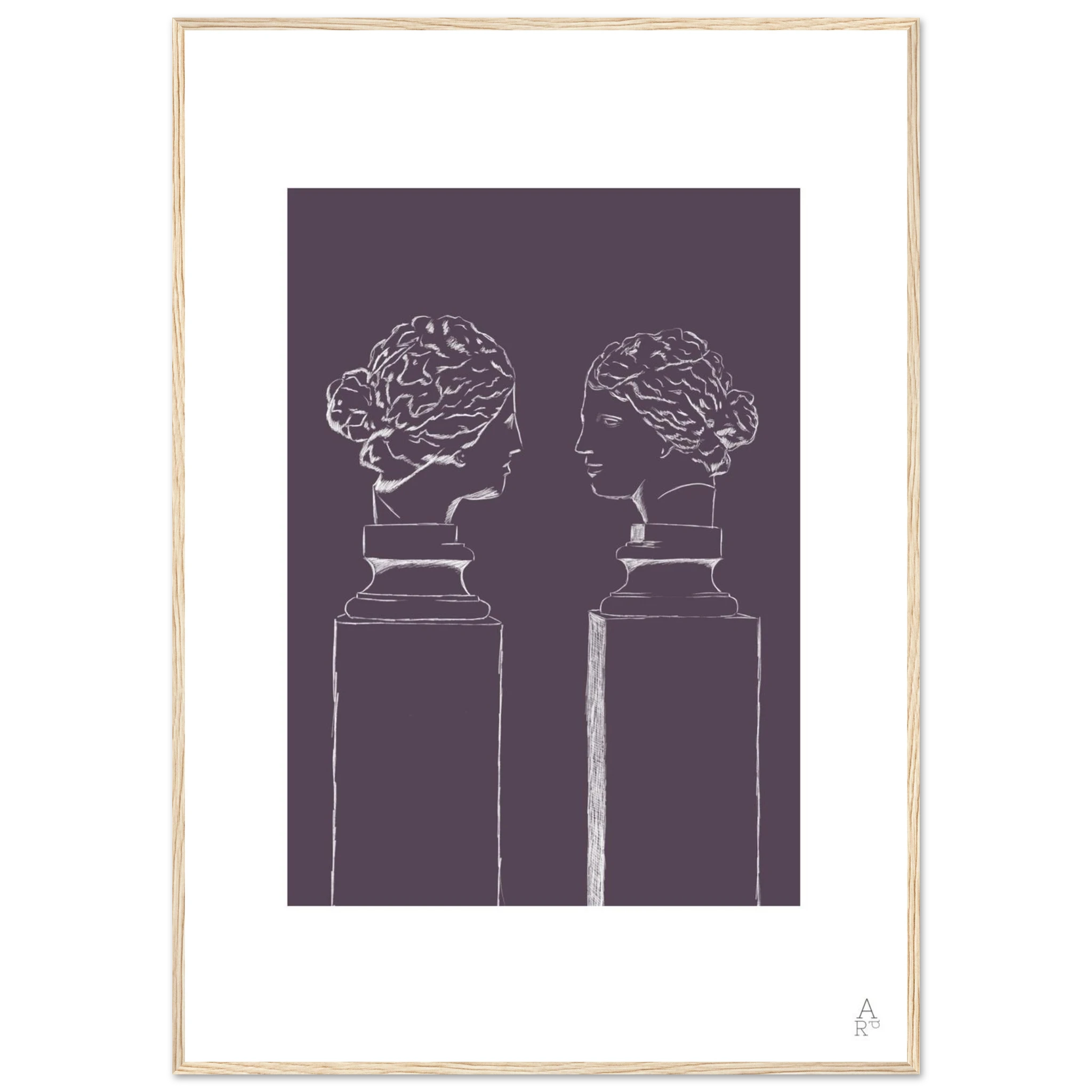 Affiche encadrée d’art mural double buste en violet — idéale pour sublimer votre intérieur