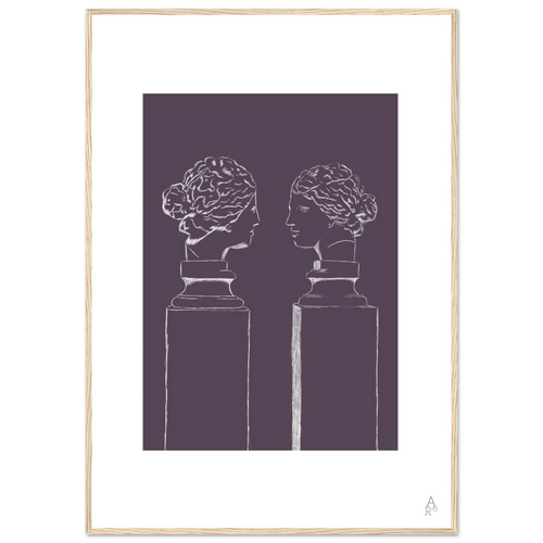Affiche encadrée d’art mural double buste en violet — idéale pour sublimer votre intérieur