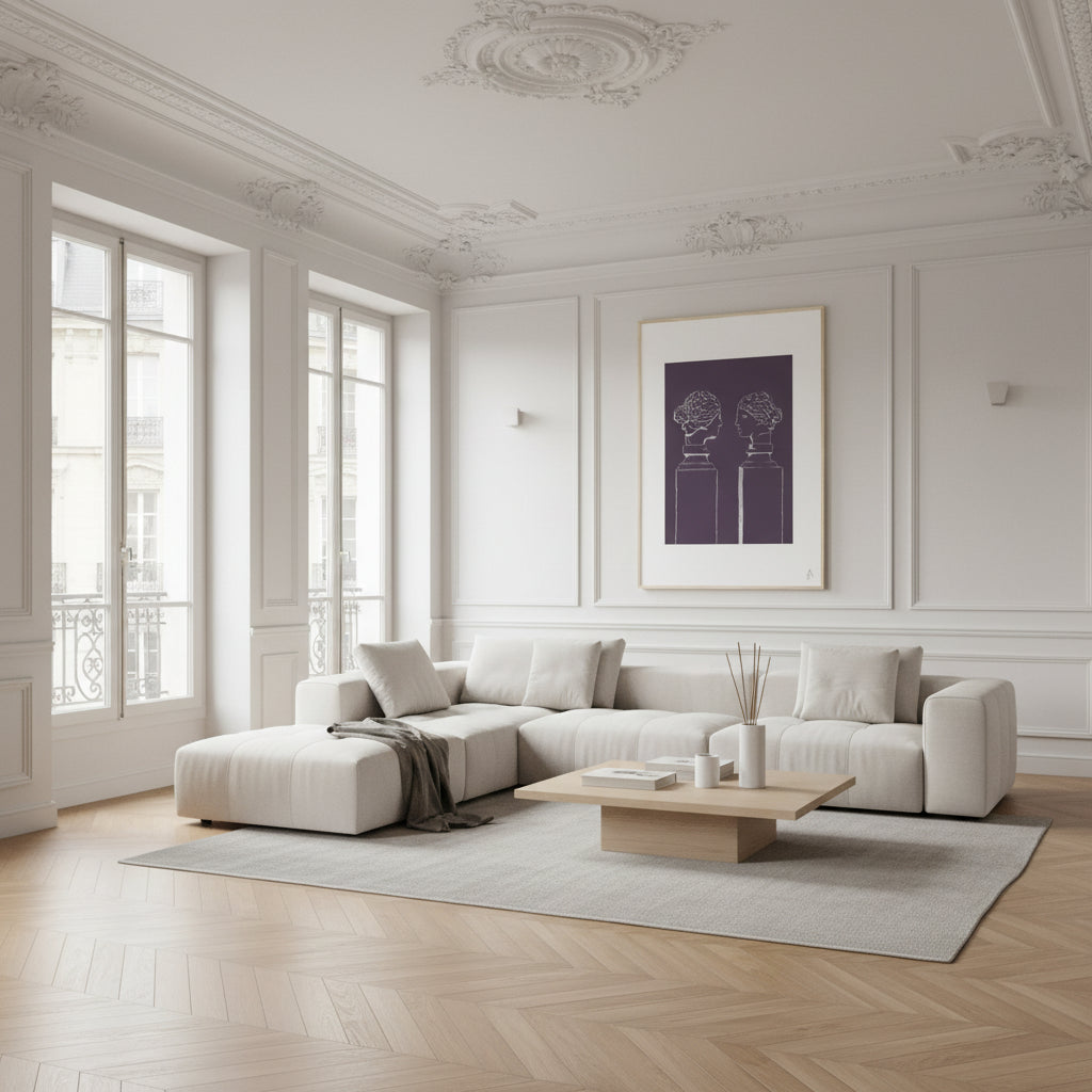 Affiche encadrée d’art mural double buste en violet — idéale pour sublimer votre intérieur