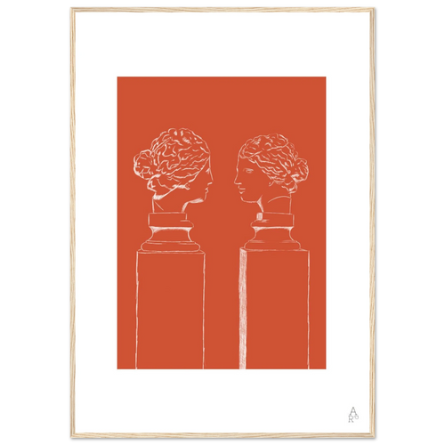 Affiche encadrée d’art mural double buste en orange vif — idéale pour sublimer votre intérieur