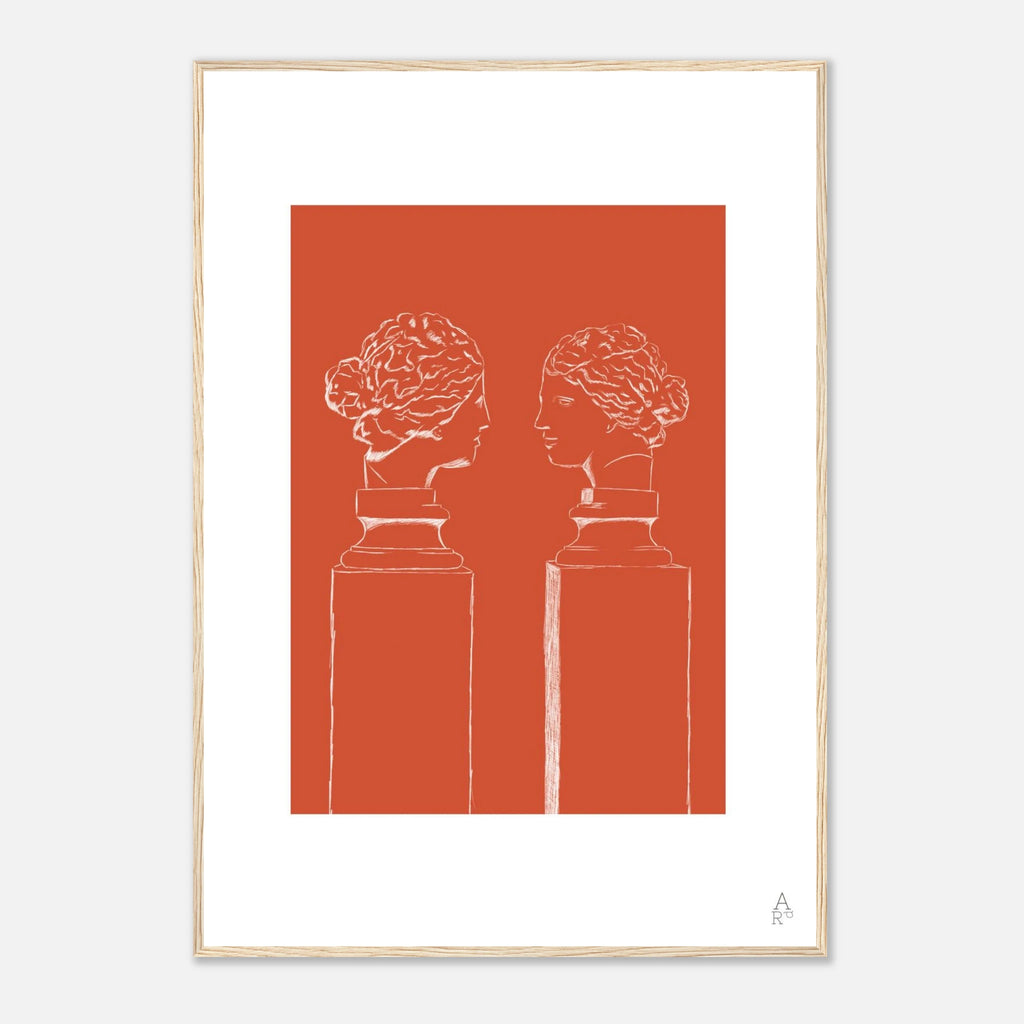 Affiche encadrée d’art mural double buste en orange vif — idéale pour sublimer votre intérieur