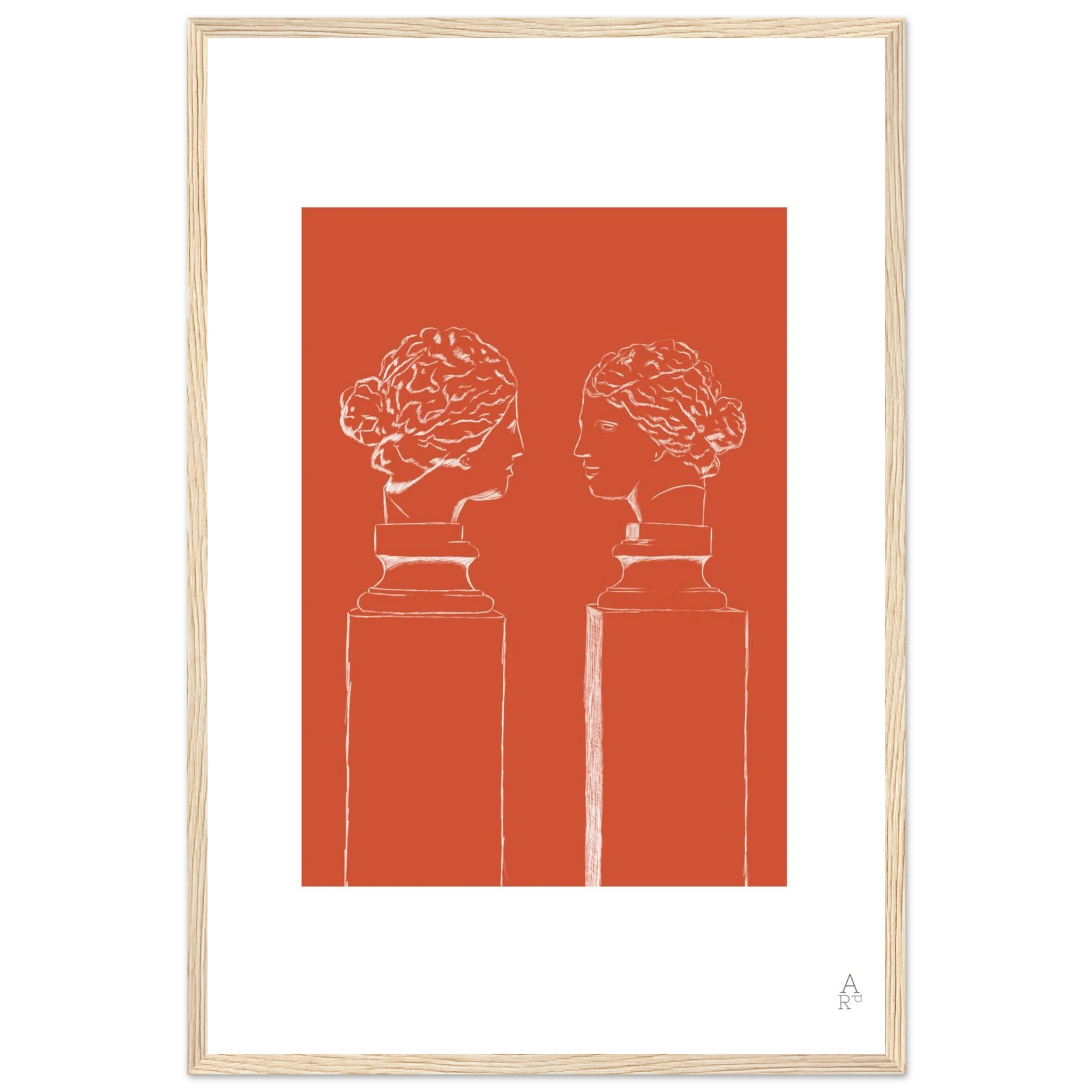 Affiche encadrée d’art mural double buste en orange vif — idéale pour sublimer votre intérieur