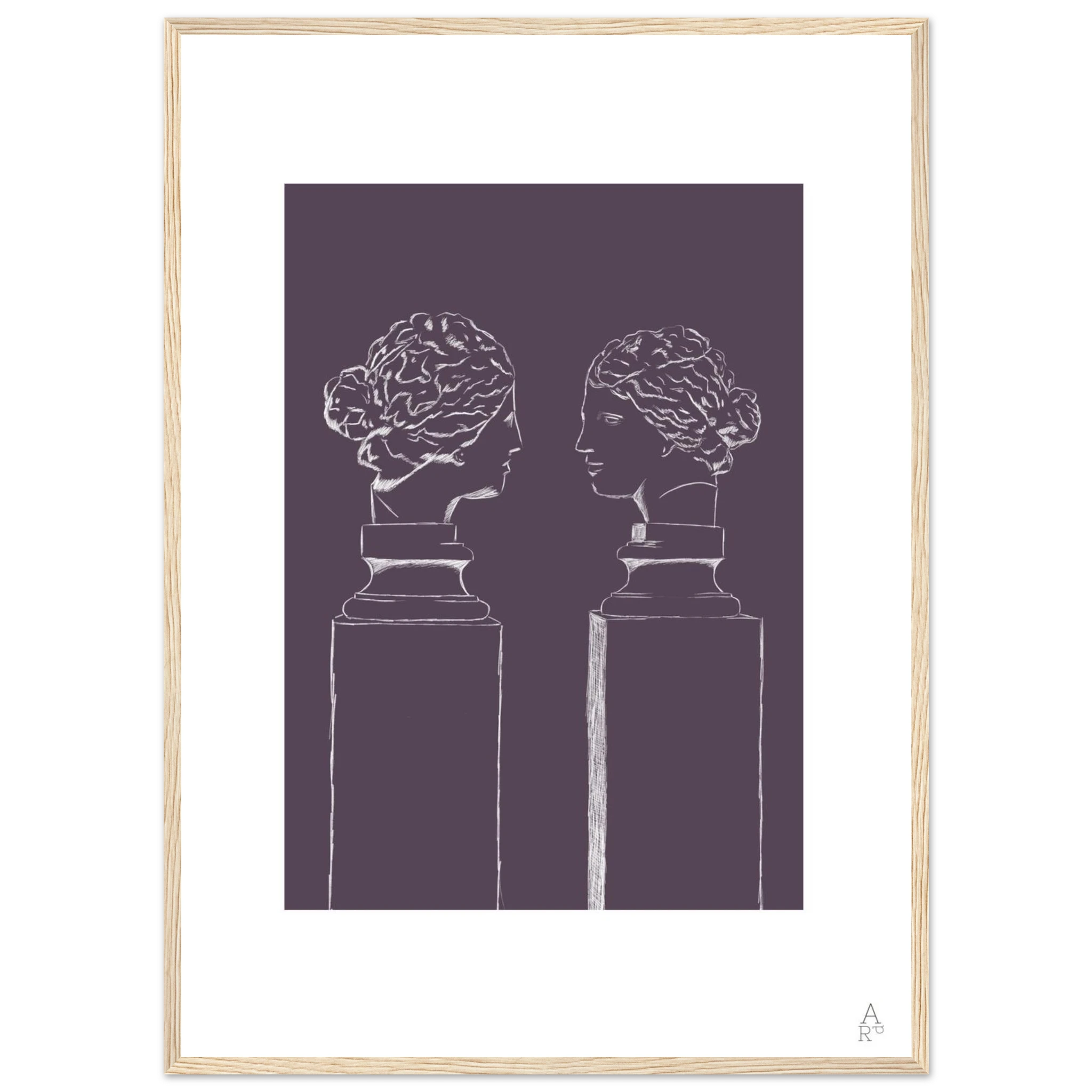 Affiche encadrée d’art mural double buste en violet — idéale pour sublimer votre intérieur