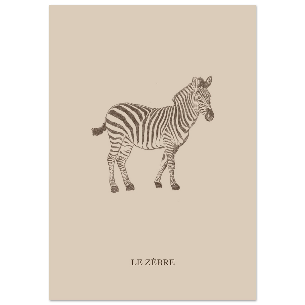 Apportez une touche de douceur et de poésie à une chambre ou un couloir avec cette affiche illustrée au crayon par Aude de Riberolles. Intitulée Le zèbre, cette illustration délicate réalisée au crayon met en scène un univers animalier tendre et apaisant. Le trait fin et texturé du crayon, associé à des tons naturels et chaleureux, confère à l’ensemble une élégance intemporelle.