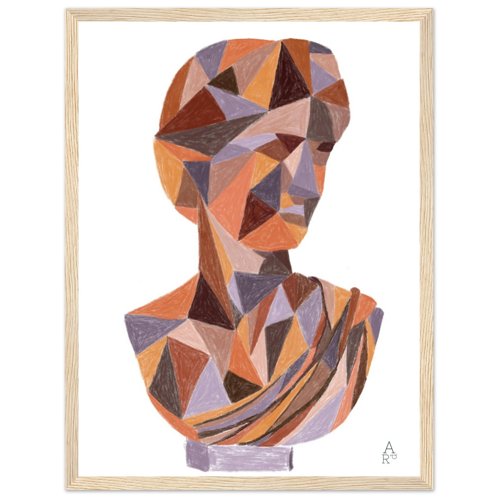 Buste patchworks N°4  - affiche encadrée - illustration