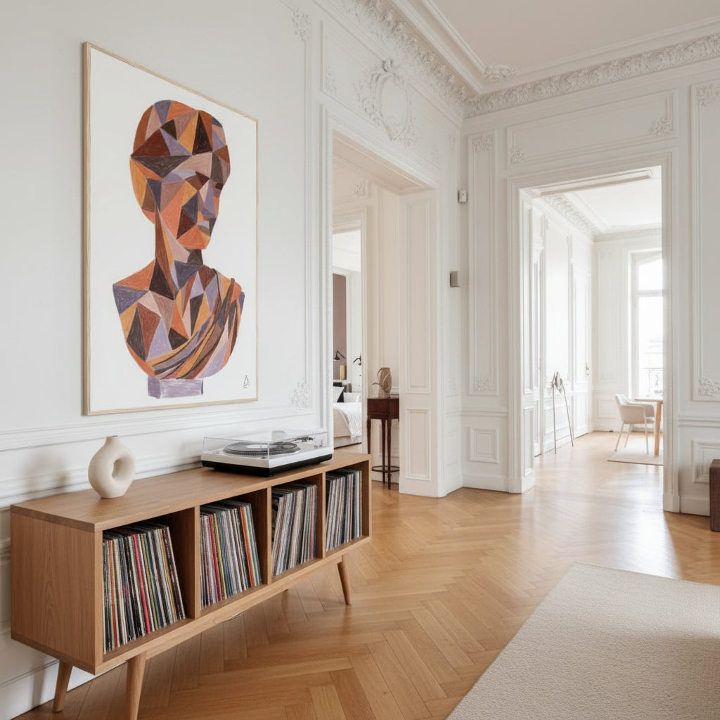 Buste patchworks N°4  - affiche encadrée - illustration