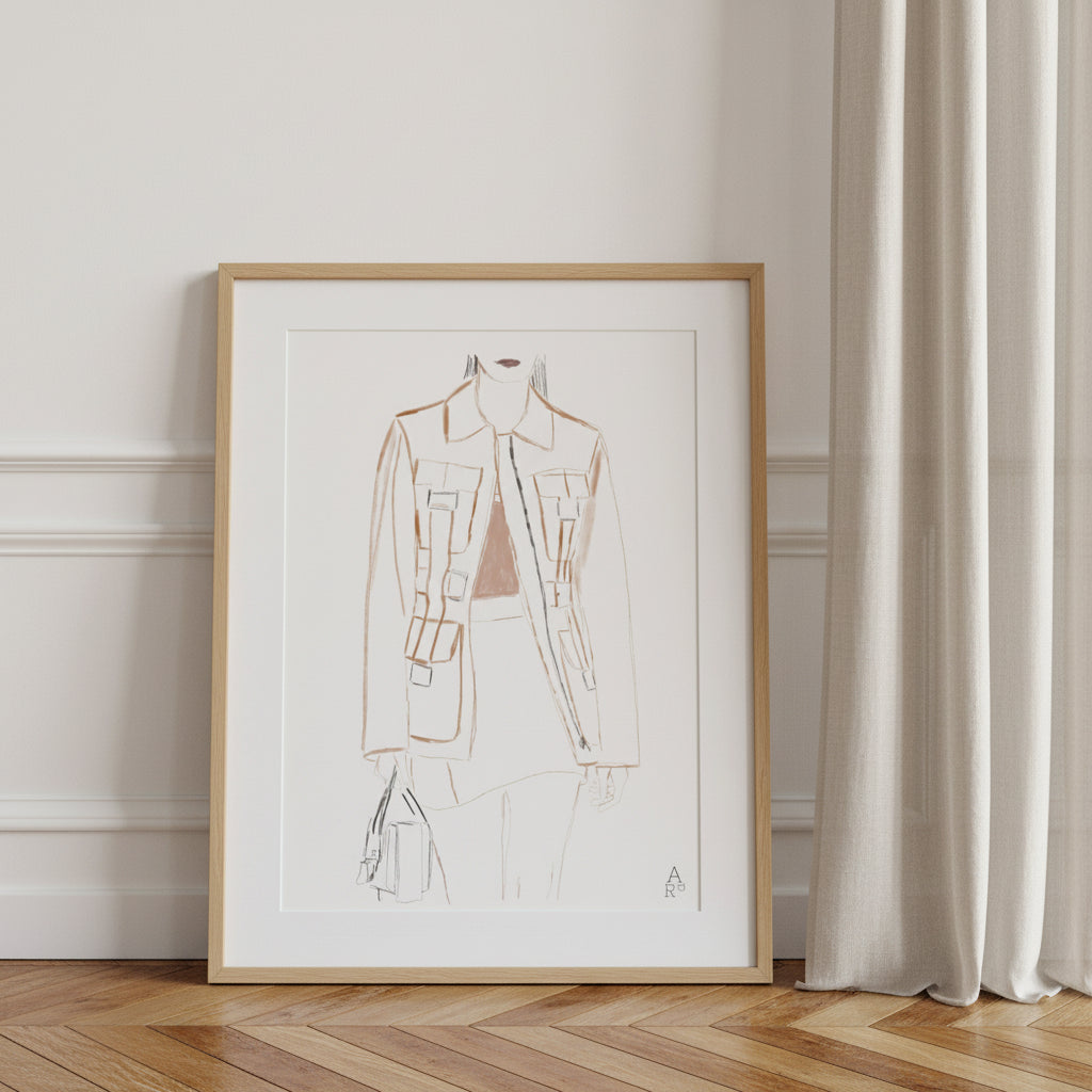 Fashion show N°1 — Illustration originale

par Aude de Riberolles

Illustration représentant une silhouette féminine dans l’esprit d’un défilé. Le trait fin, élégant et minimaliste met en valeur la verticalité et le mouvement du modèle. L’ensemble compose une œuvre contemporaine, raffinée et pleine de caractère — parfaite pour décorer vos murs et apporter une note artistique et mode à votre intérieur.
