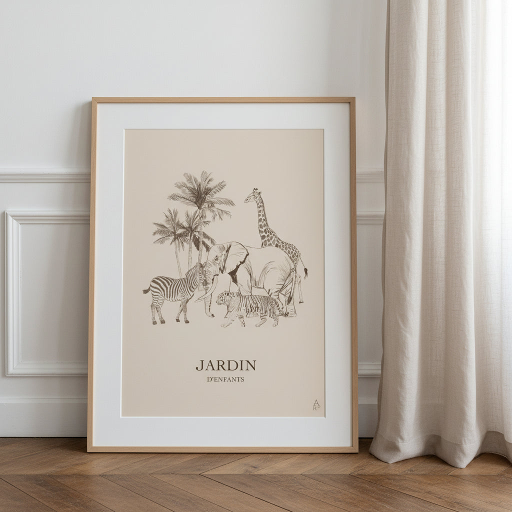Affiche délicate et chaleureuse idéale pour chambre d’enfant ou salle de jeux.