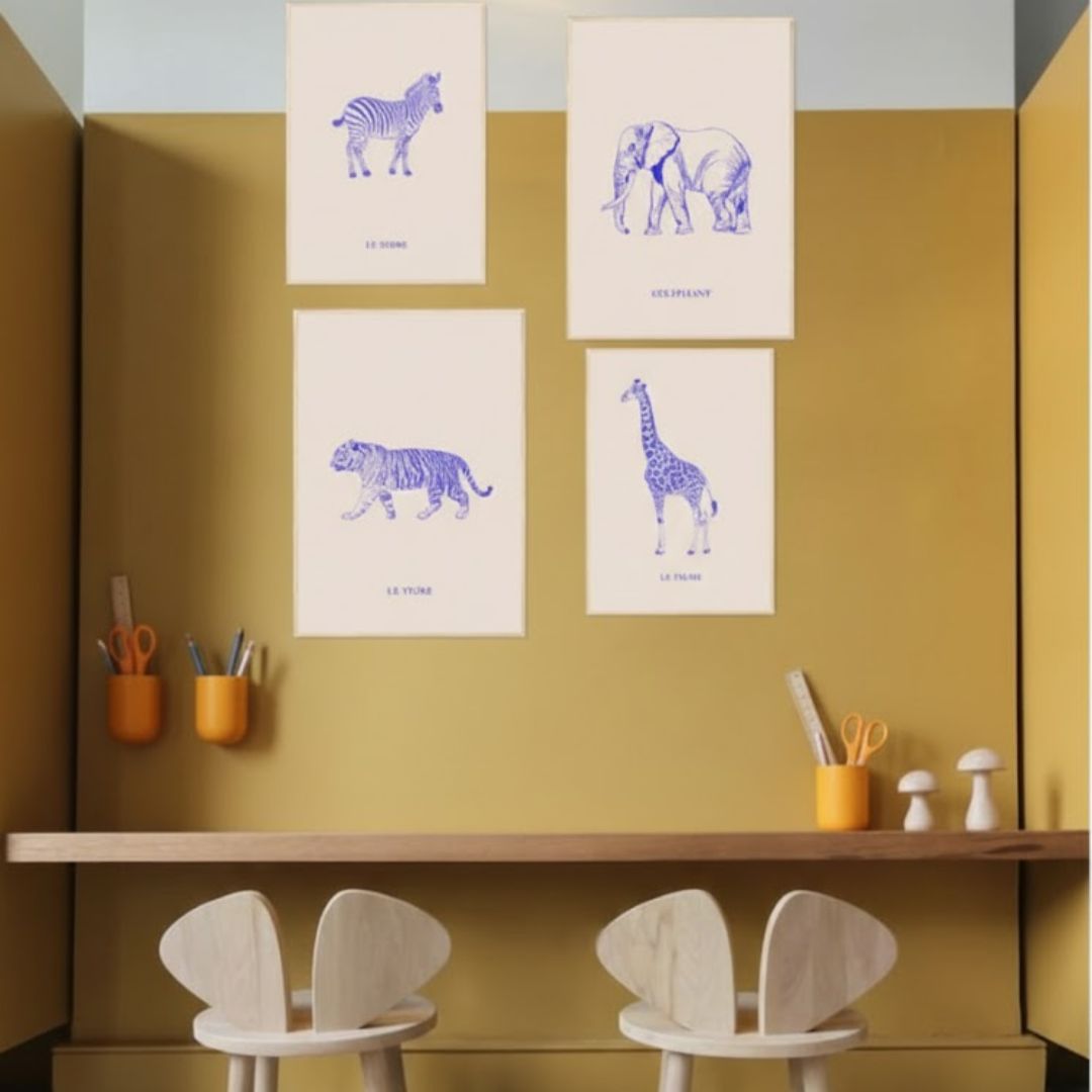 L'éléphant, version bleu électrique - Affiche