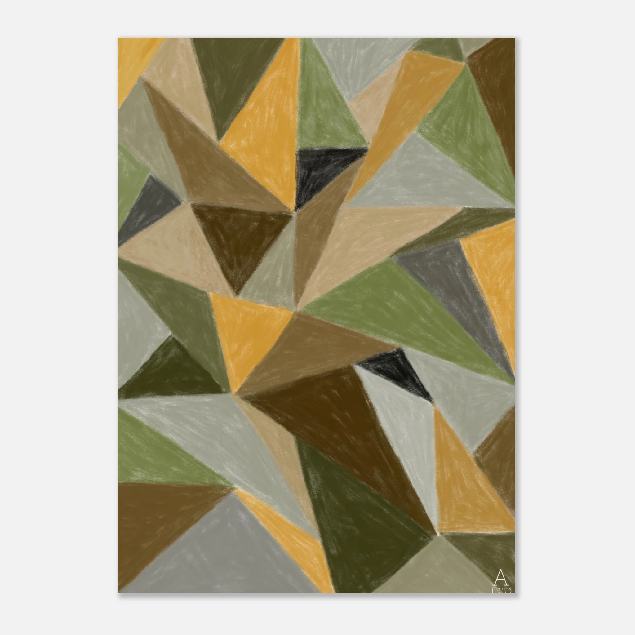 Patchwork N°2 — Œuvre originale à la craie d’art, illustration par Aude de Riberolles, art mural, décoration d'intérieur