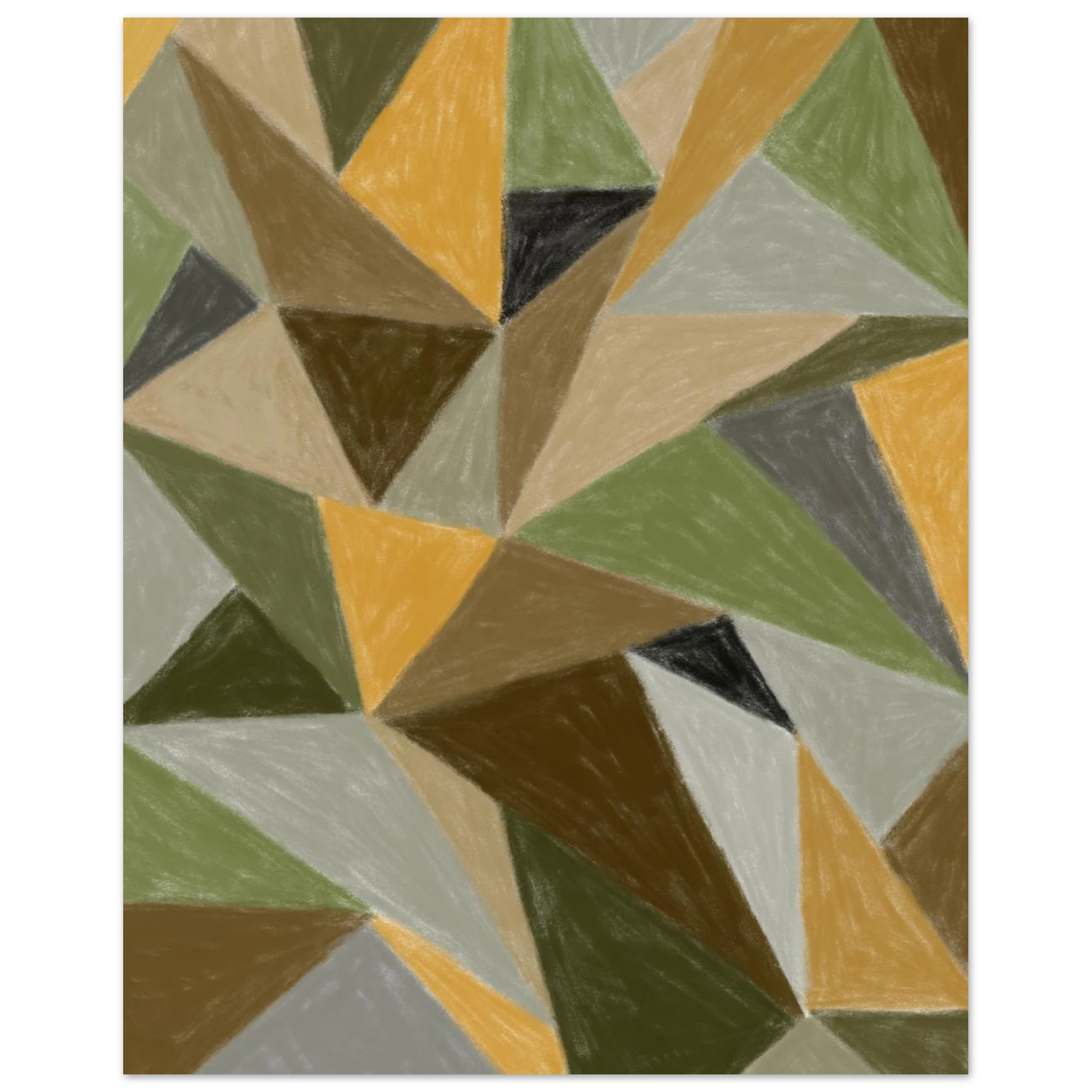 Patchwork N°2 — Œuvre originale à la craie d’art, illustration par Aude de Riberolles, art mural, décoration d'intérieur