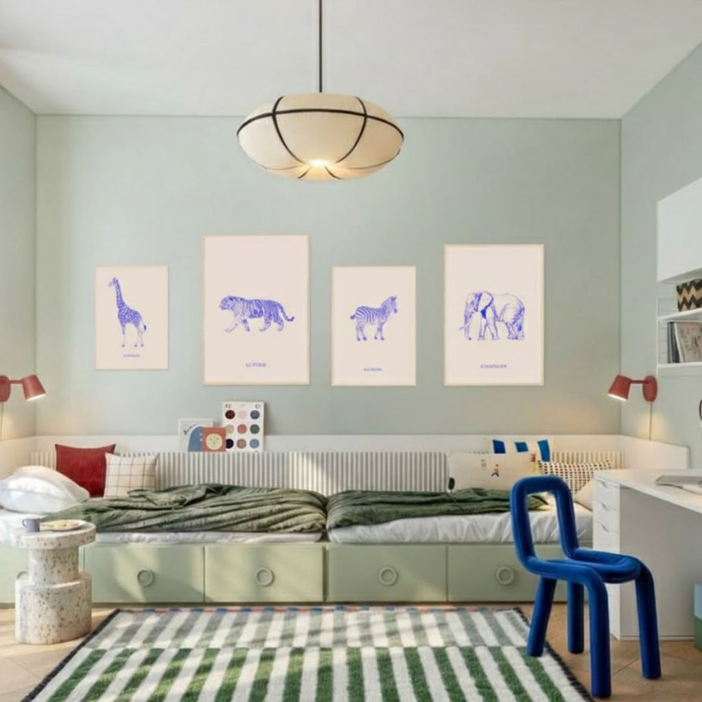 Les animaux, version bleu électrique - Affiche - ADR GALLERY