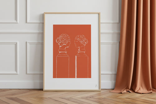 Une affiche contemporaine exclusive ADR Gallery mêlant inspiration antique et design graphique moderne.