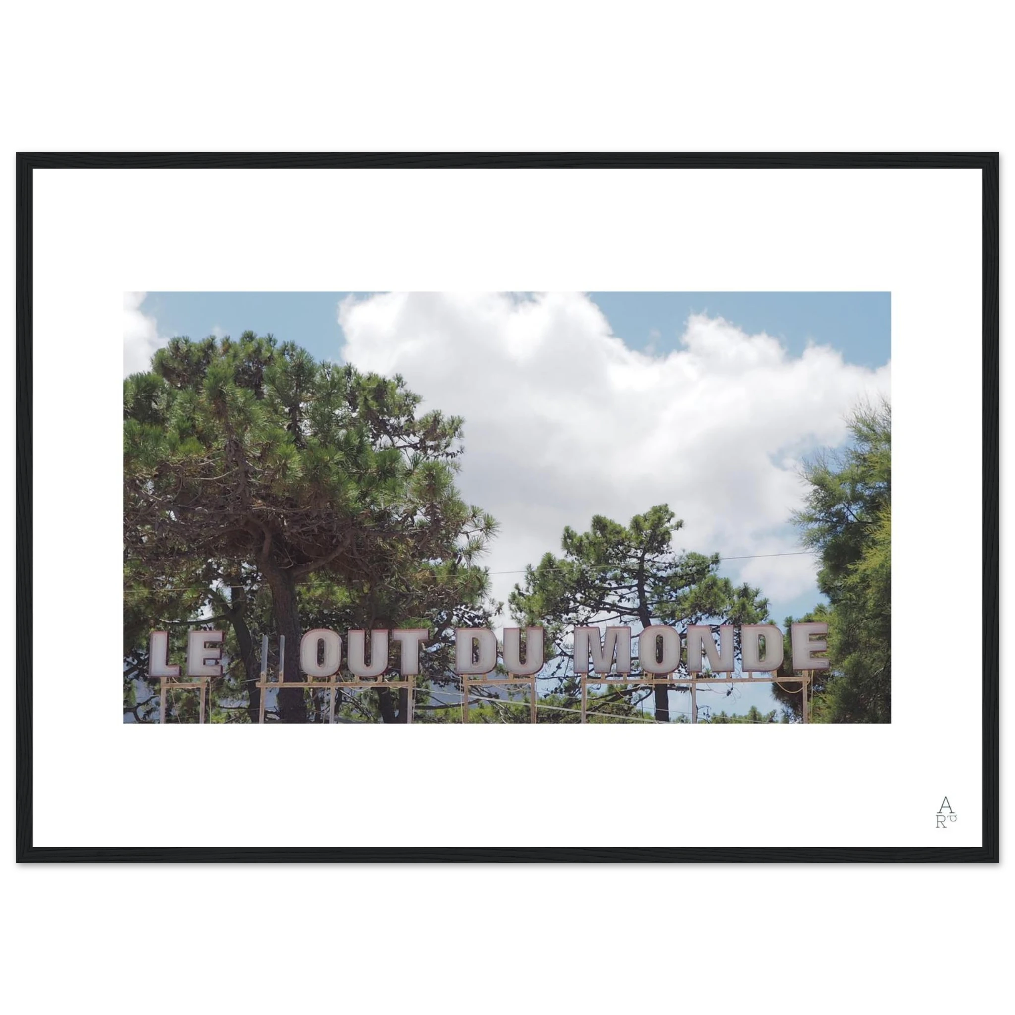 Une œuvre photographique mêlant nature et typographie dans une ambiance cinématographique.