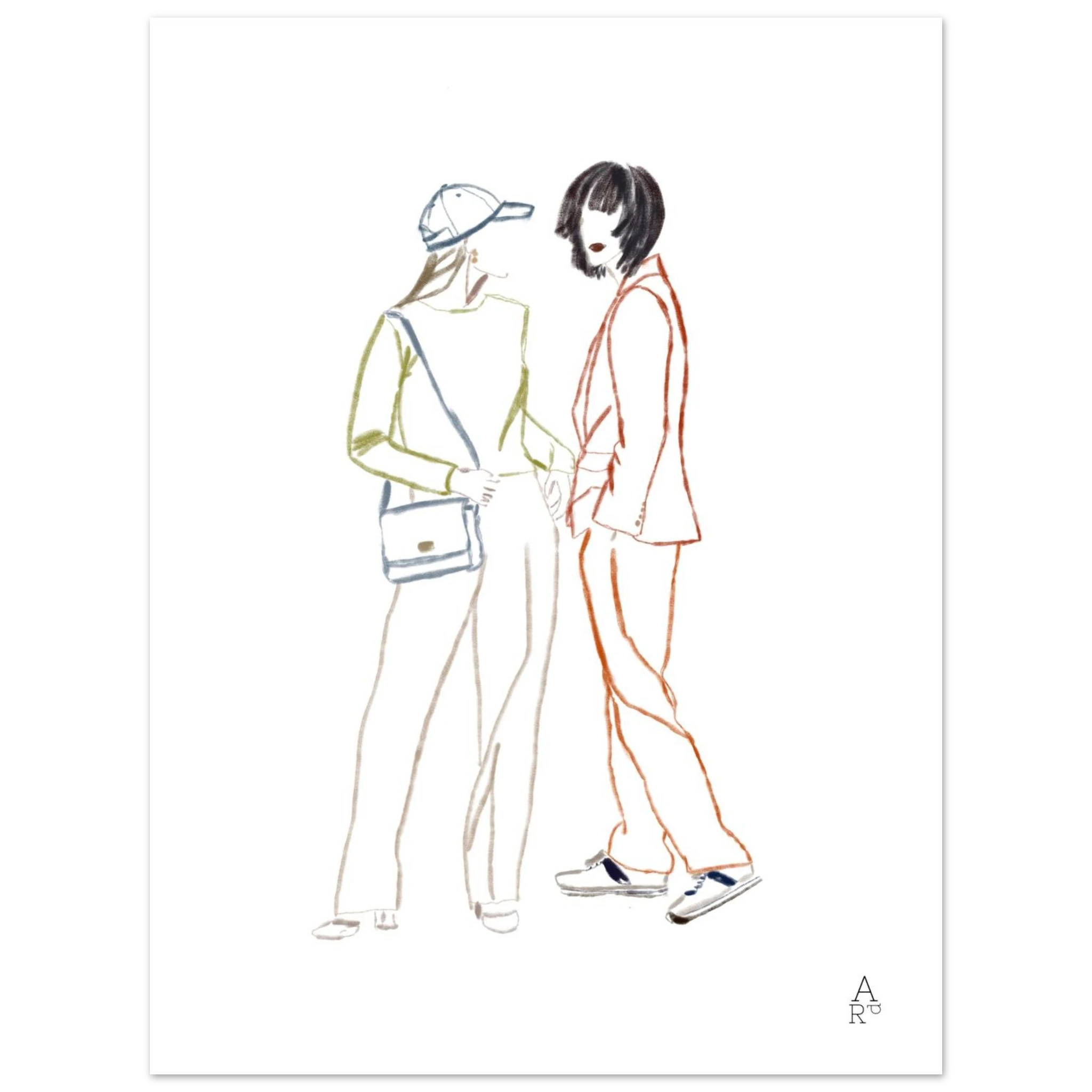 Two girls in NY est une illustration originale réalisée à la craie d’art, art mural, décoration.

par Aude de Riberolles.