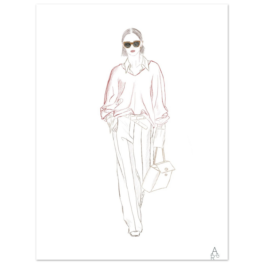 Woman walking N°1 — Illustration originale au crayon, art mural