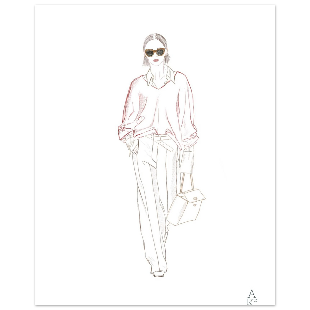 Woman walking N°1 — Illustration originale au crayon, art mural, décoration