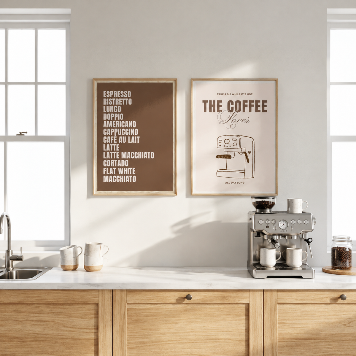 Affiches café Coffee Menu et The Coffee Lover dans une cuisine – ADR Gallery