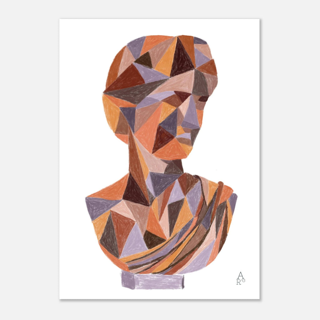 Buste Patchwork N°4, œuvre originale à la craie d'art – Aude de Riberolles