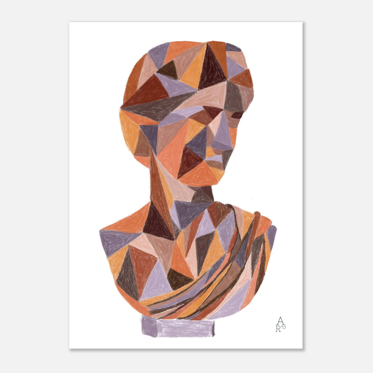 Buste Patchwork N°4, œuvre originale à la craie d'art – Aude de Riberolles