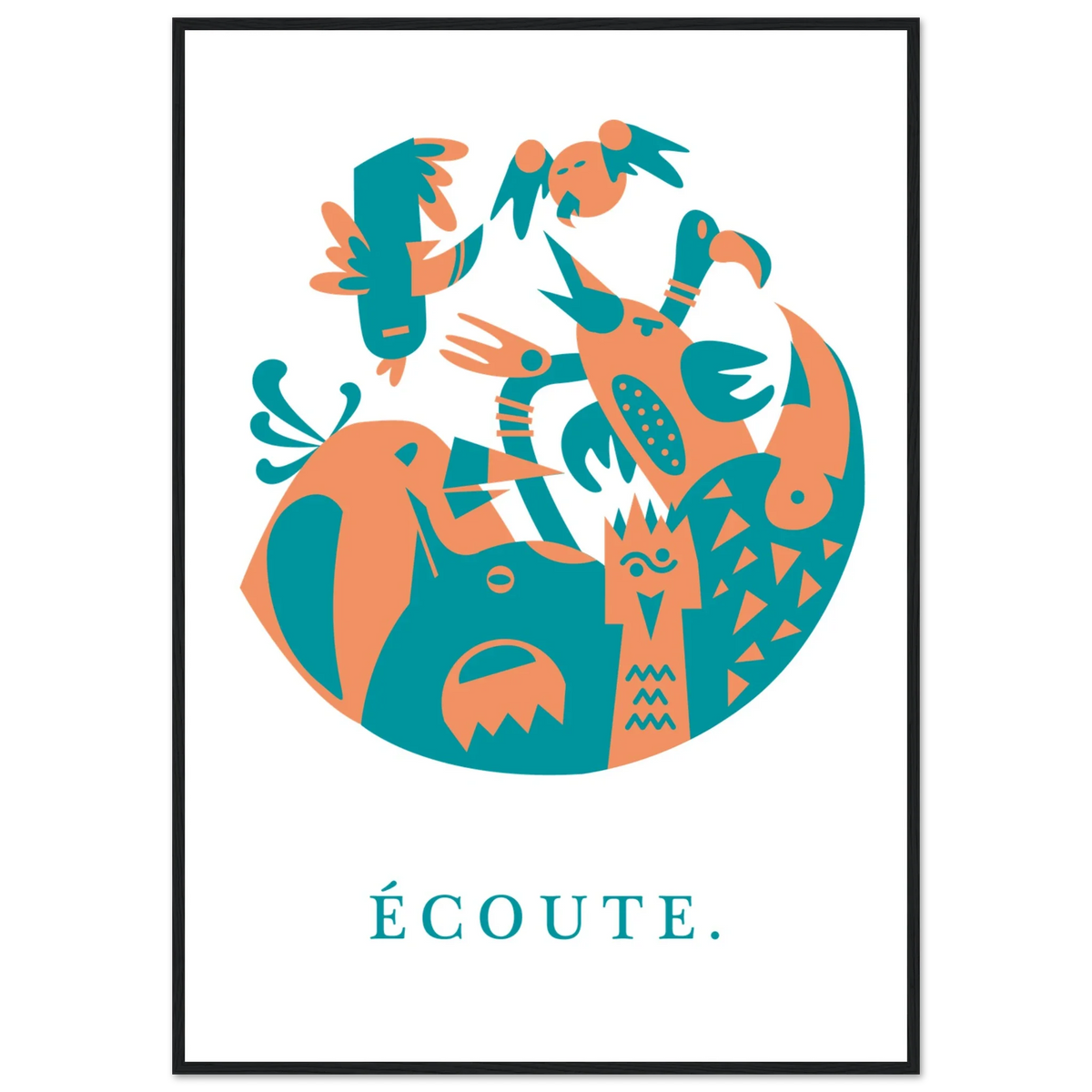 Ecoute, papier poché de Julie Parmentier encadré – visuel 3