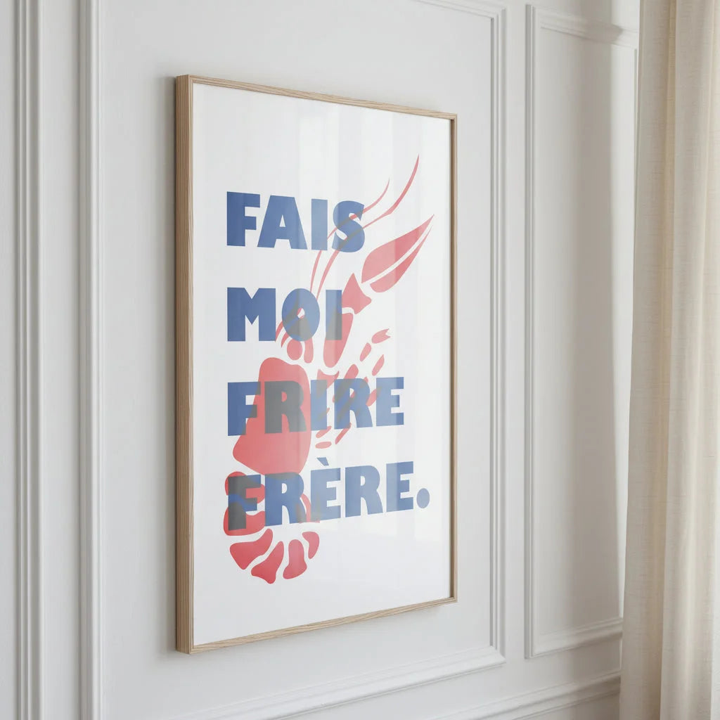 Fais moi frire, illustration en papier poché par Julie Parmentier – affiche encadrée