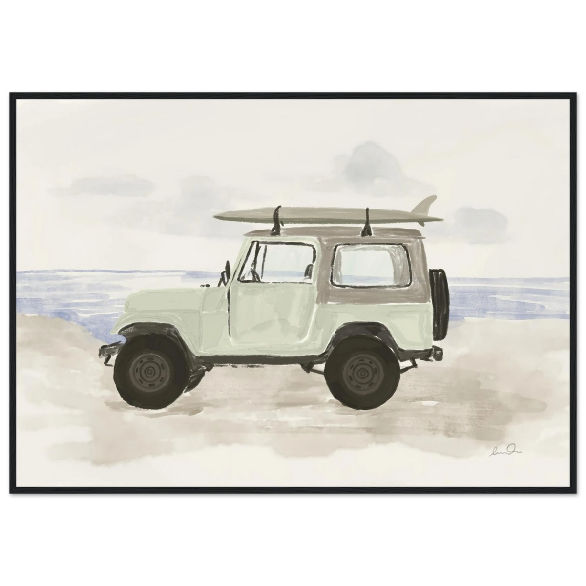 Jeep & surf, affiche illustrée d'Émilie J. Ouellet encadrée – visuel 8