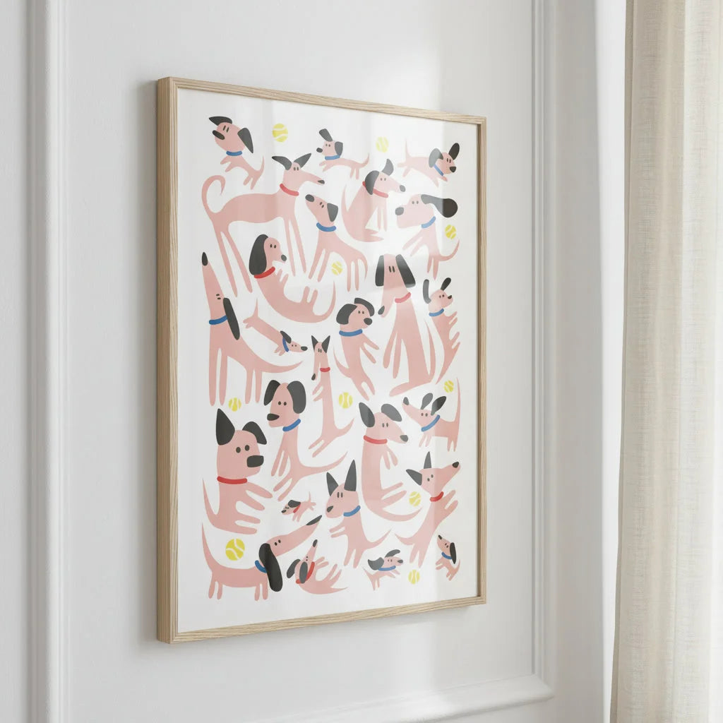 La balle, illustration en papier poché par Julie Parmentier – affiche encadrée
