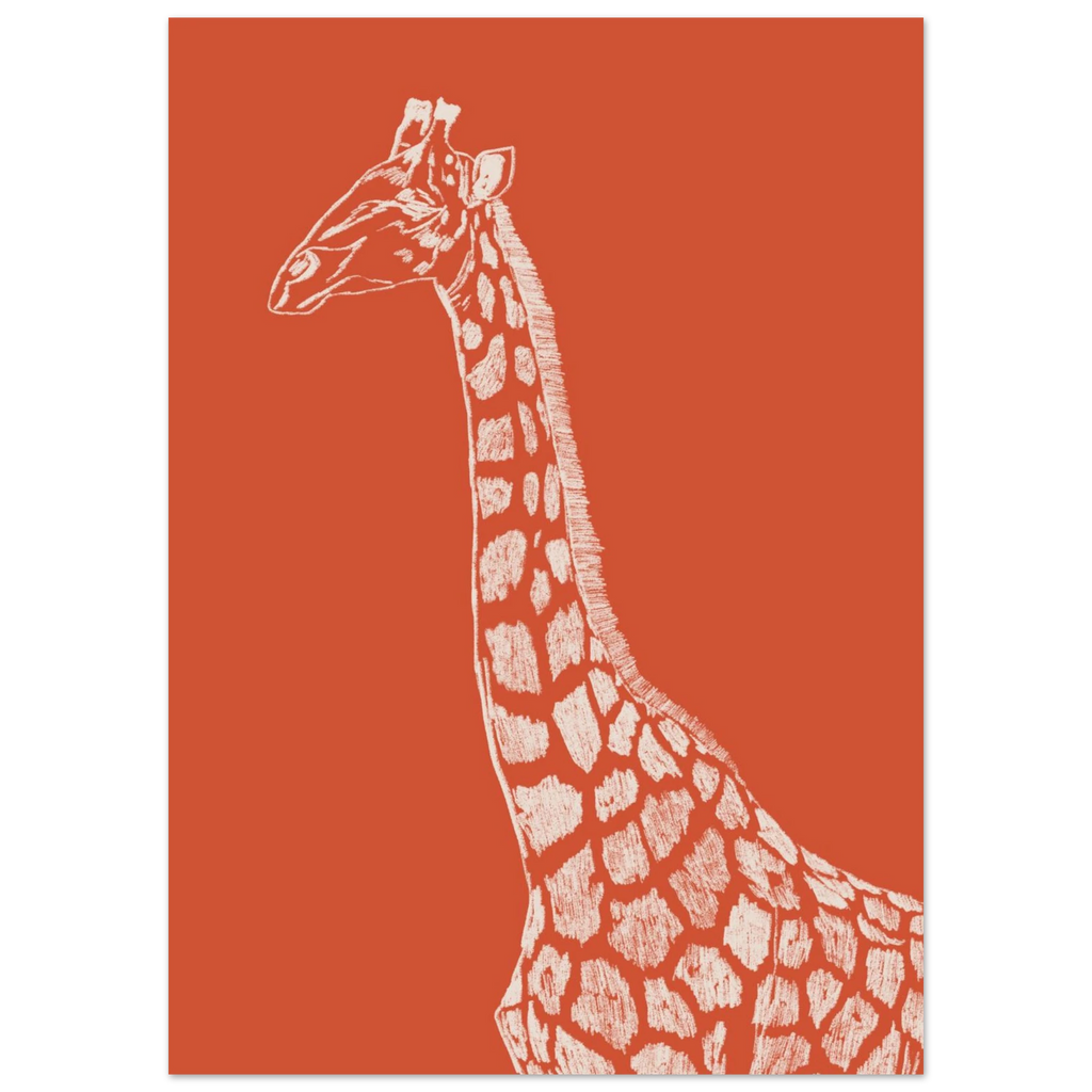 La girafe, version orange, affiche illustrée au crayon par Aude de Riberolles – visuel 8